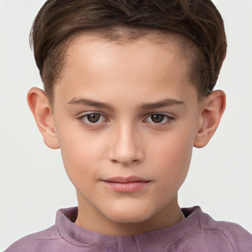 Neutral white child female with short  brown hair and brown eyes