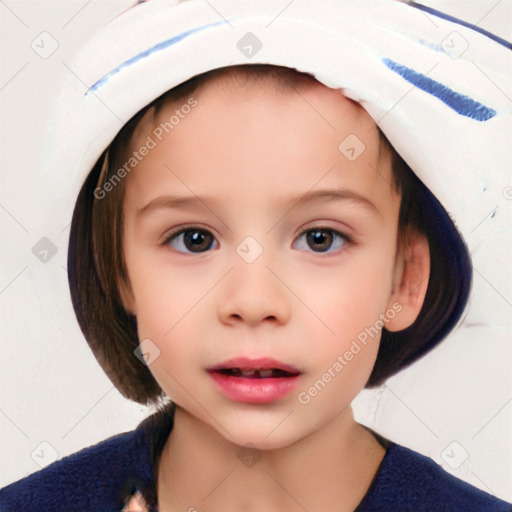 Neutral white child female with medium  brown hair and brown eyes