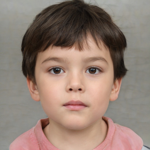 Neutral white child male with short  brown hair and brown eyes