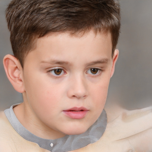 Neutral white child male with short  brown hair and brown eyes