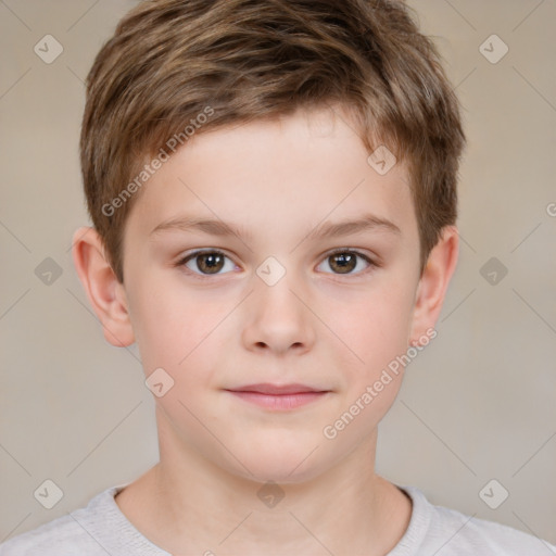 Neutral white child male with short  brown hair and brown eyes