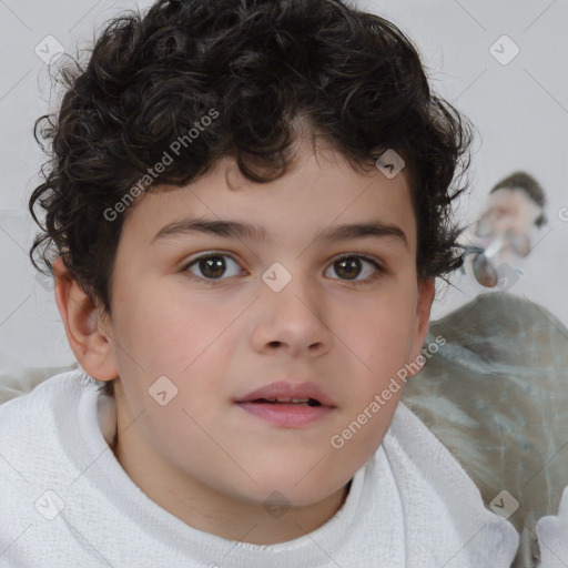 Neutral white child male with short  brown hair and brown eyes