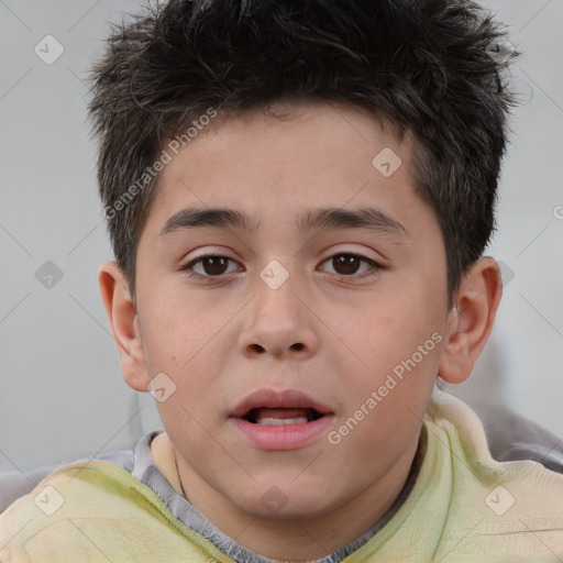 Neutral white child male with short  brown hair and brown eyes