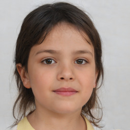 Neutral white child female with medium  brown hair and brown eyes