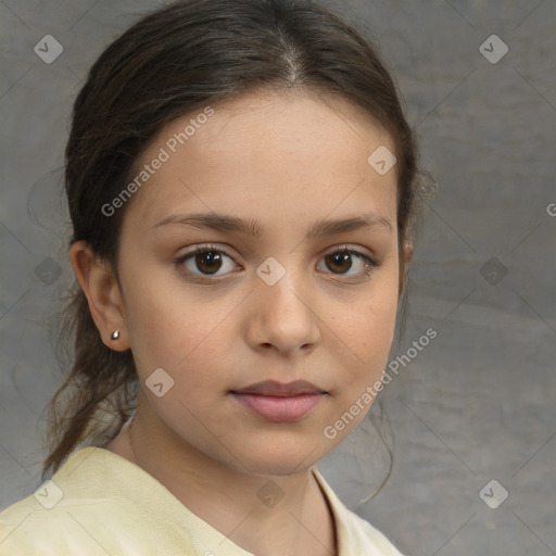 Neutral white child female with medium  brown hair and brown eyes