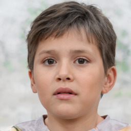 Neutral white child male with short  brown hair and brown eyes