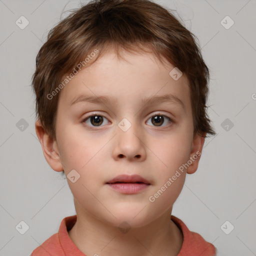 Neutral white child male with short  brown hair and brown eyes