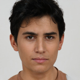 Neutral asian young-adult male with short  brown hair and brown eyes