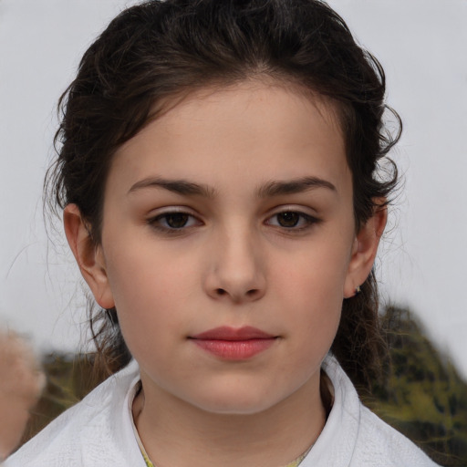 Neutral white child female with medium  brown hair and brown eyes