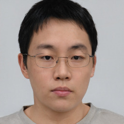 Neutral asian young-adult male with short  brown hair and brown eyes