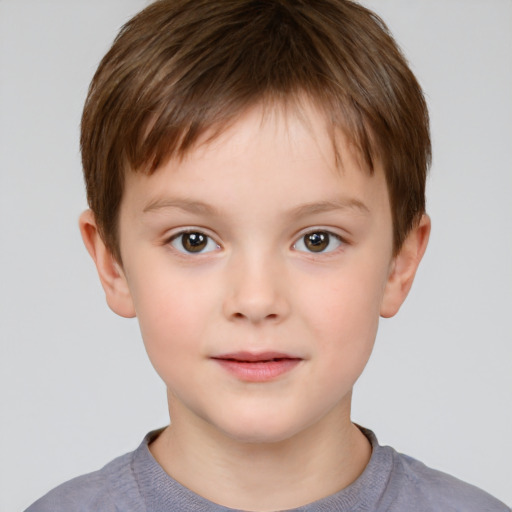 Neutral white child male with short  brown hair and brown eyes