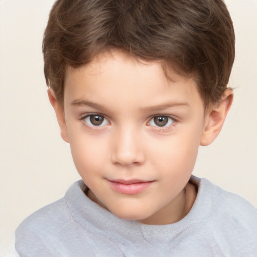 Neutral white child male with short  brown hair and brown eyes