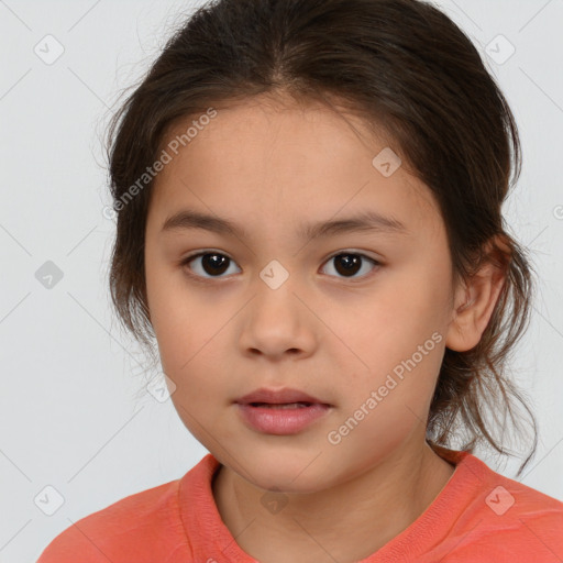 Neutral white child female with medium  brown hair and brown eyes