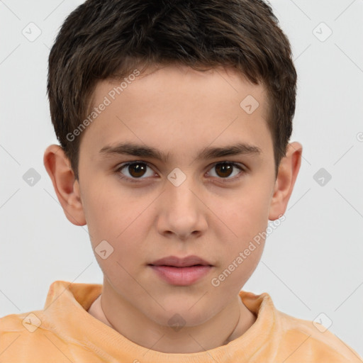 Neutral white child male with short  brown hair and brown eyes