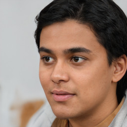 Neutral white young-adult male with short  black hair and brown eyes