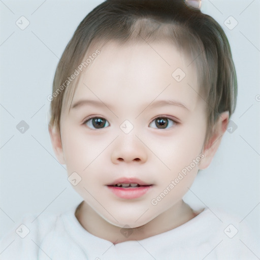 Neutral white child female with short  brown hair and brown eyes