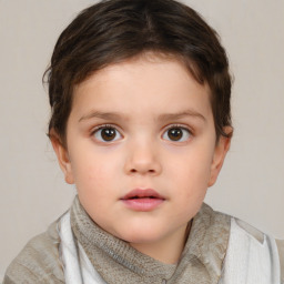 Neutral white child female with short  brown hair and brown eyes