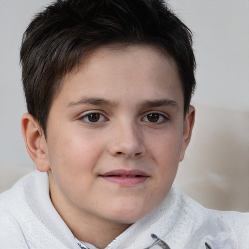 Neutral white child male with short  brown hair and brown eyes