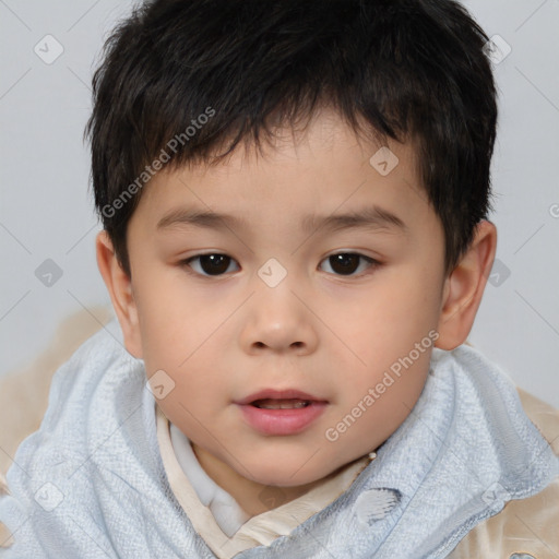 Neutral white child male with short  brown hair and brown eyes