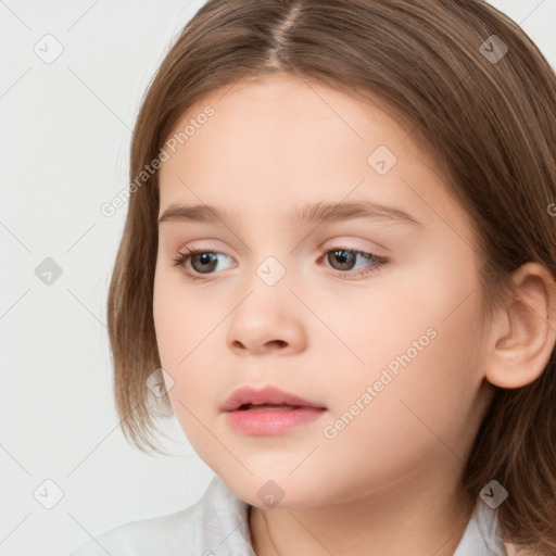 Neutral white child female with medium  brown hair and brown eyes