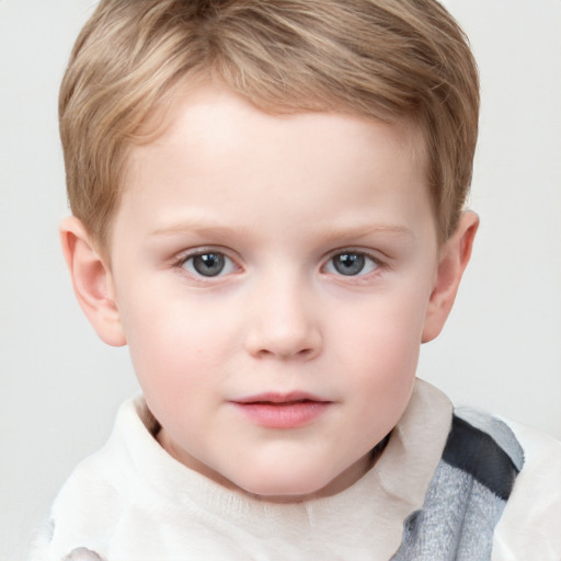 Neutral white child male with short  brown hair and grey eyes