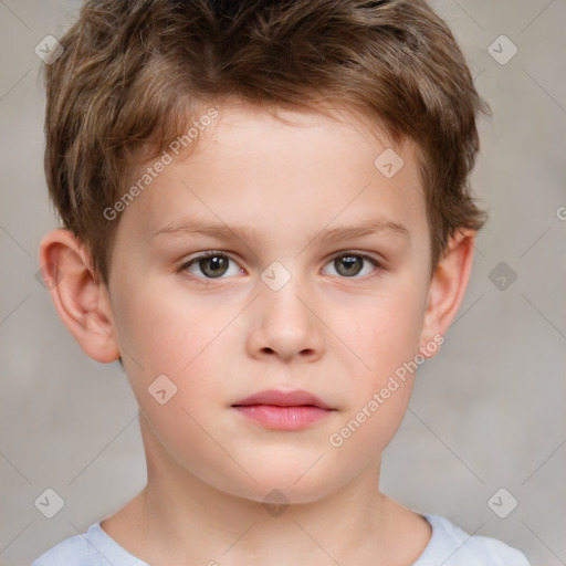 Neutral white child male with short  brown hair and brown eyes