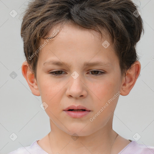 Neutral white child male with short  brown hair and brown eyes