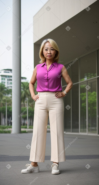 Thai middle-aged female with  blonde hair