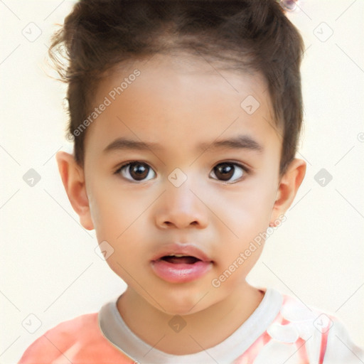 Neutral white child female with short  brown hair and brown eyes