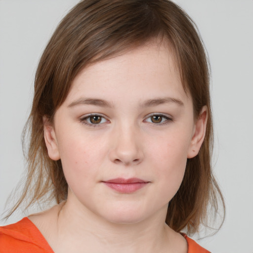 Neutral white child female with medium  brown hair and brown eyes