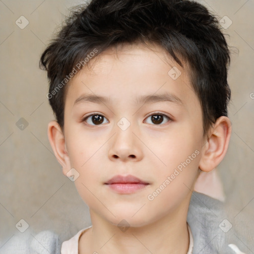 Neutral white child male with short  brown hair and brown eyes