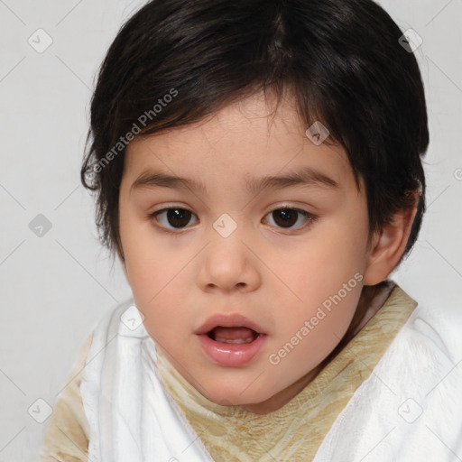 Neutral white child female with medium  brown hair and brown eyes