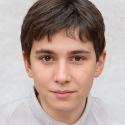 Neutral white child male with short  brown hair and brown eyes