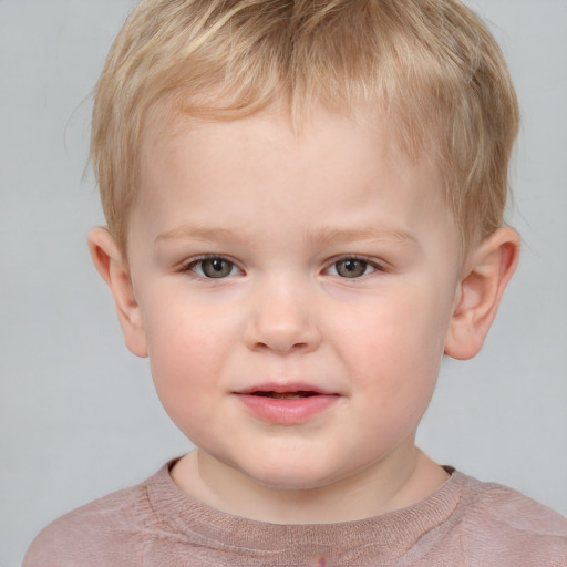 Neutral white child male with short  brown hair and grey eyes