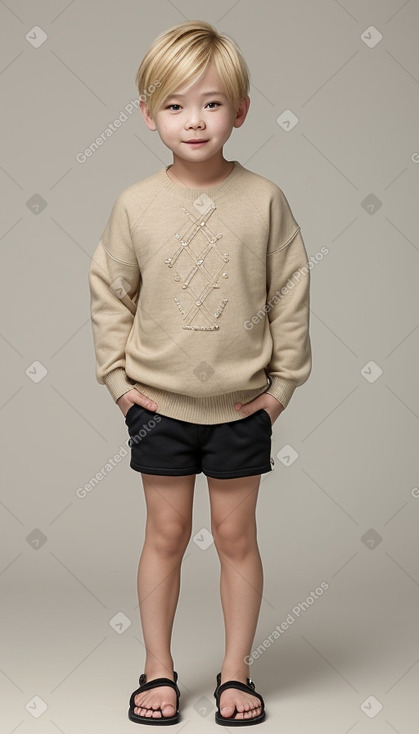 Taiwanese child boy with  blonde hair