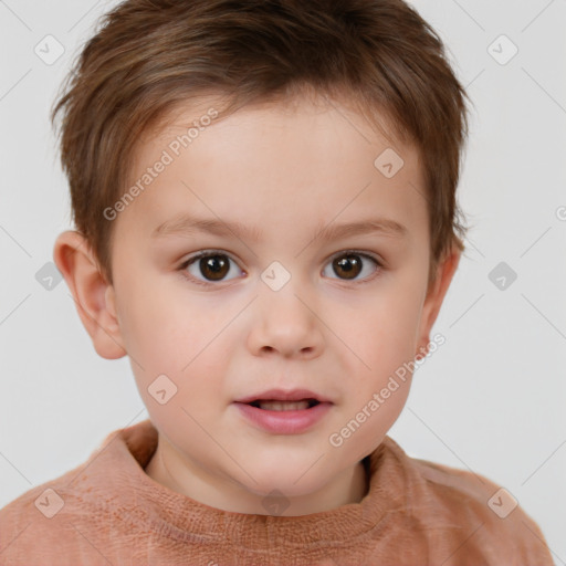 Neutral white child male with short  brown hair and brown eyes