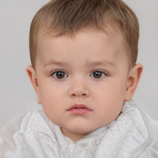 Neutral white child male with short  brown hair and brown eyes