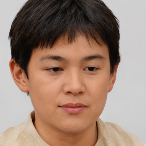 Neutral white young-adult female with short  brown hair and brown eyes