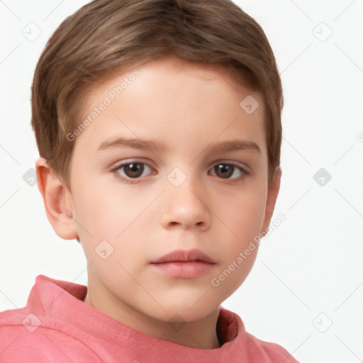 Neutral white child male with short  brown hair and brown eyes