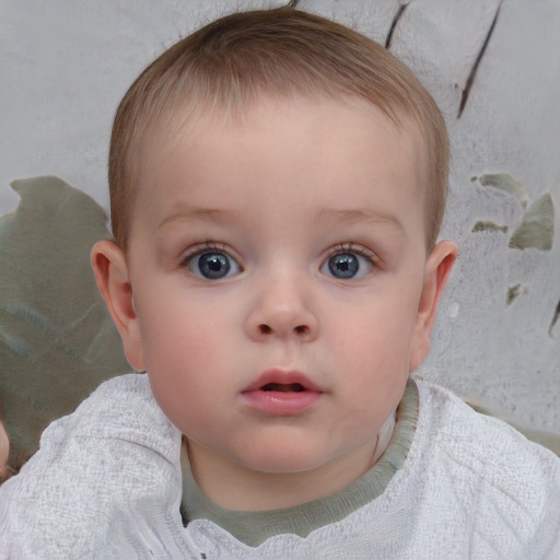 Neutral white child female with short  brown hair and blue eyes