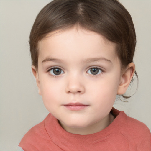 Neutral white child female with medium  brown hair and brown eyes