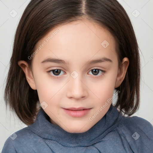 Neutral white child female with medium  brown hair and brown eyes