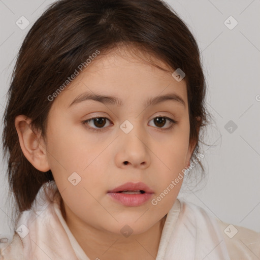 Neutral white child female with medium  brown hair and brown eyes