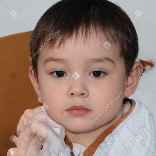 Neutral white child male with short  brown hair and brown eyes