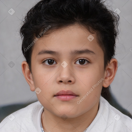 Neutral white child male with short  brown hair and brown eyes