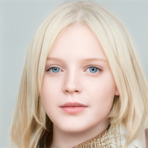 Neutral white young-adult female with long  blond hair and blue eyes