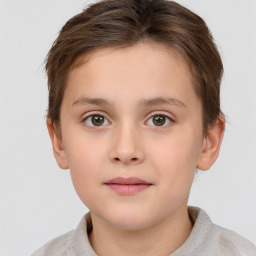 Neutral white child female with short  brown hair and brown eyes