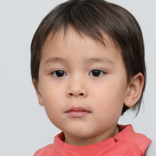 Neutral asian child male with medium  brown hair and brown eyes