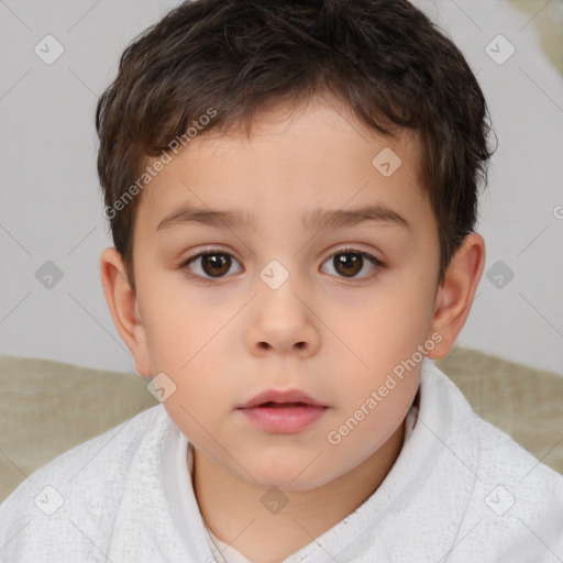 Neutral white child male with short  brown hair and brown eyes