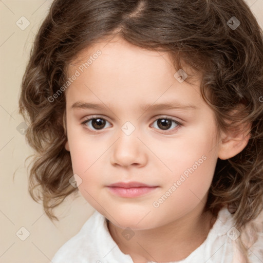 Neutral white child female with medium  brown hair and brown eyes